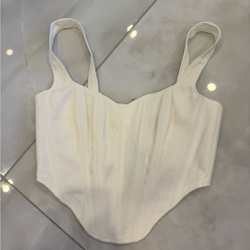 Bardot Satin Corset Top – orchid white (Size M)